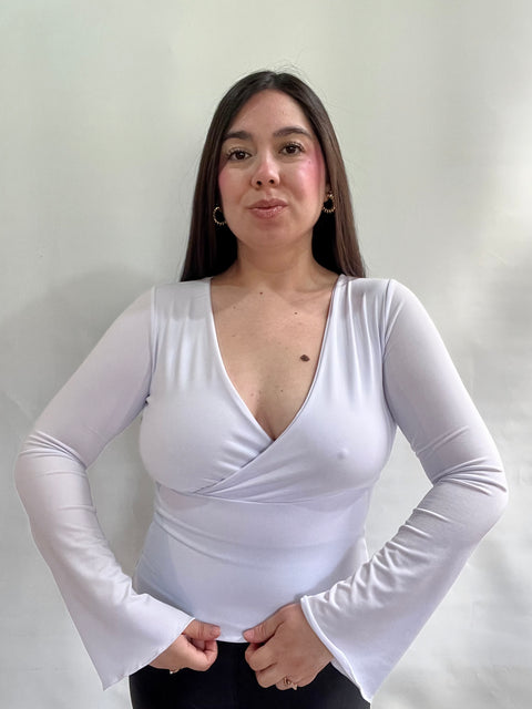Polera Cruzada Campanada Blanca