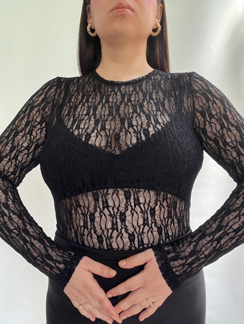 Body Encaje Primavera Negro