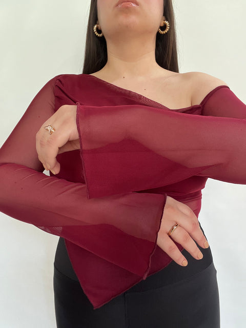 Blusa Asimétrica Burdeo