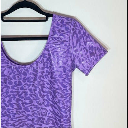 Body Escote U Tornasol Leopardo Morado Manga Corta