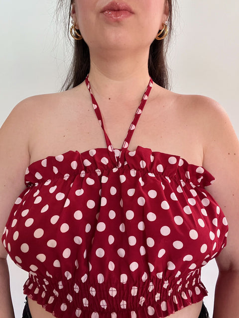 Top Rojo Lunares Strapless