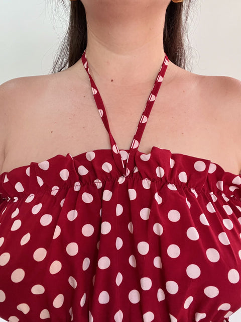 Top Rojo Lunares Strapless