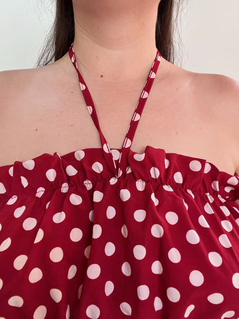 Top Rojo Lunares Strapless