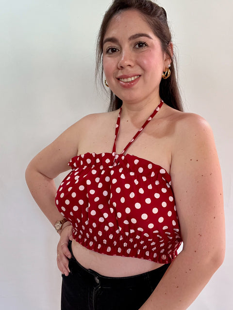 Top Rojo Lunares Strapless