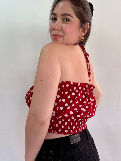 Top Rojo Lunares Strapless