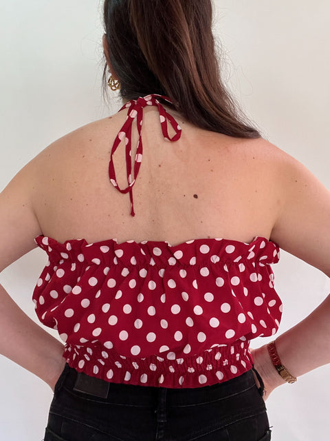 Top Rojo Lunares Strapless