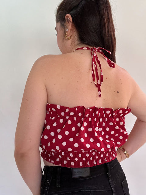Top Rojo Lunares Strapless