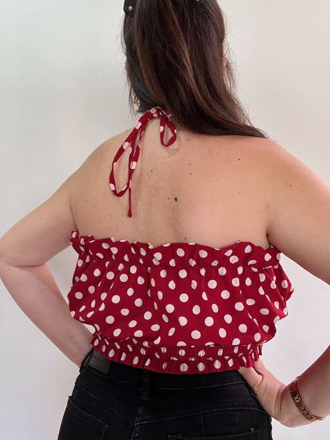 Top Rojo Lunares Strapless