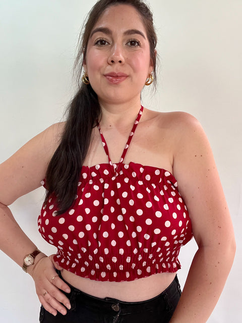 Top Rojo Lunares Strapless