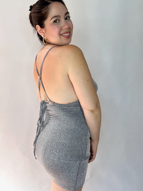 Vestido Mariposa Plateado