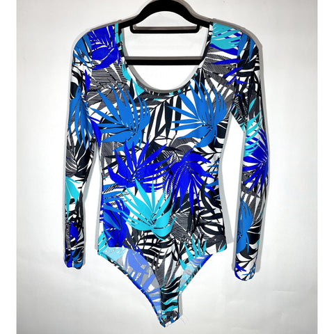 Body Doble Escote Redondo Manga Larga Mix Azul