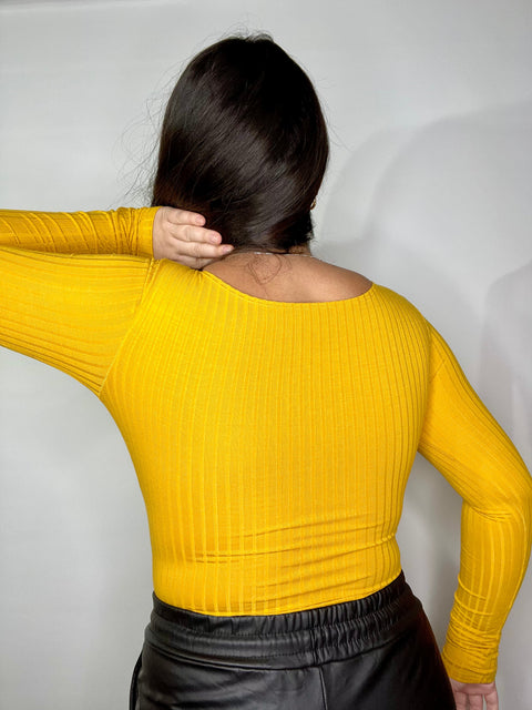 Body Moño Mostaza