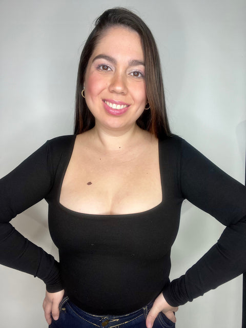 Body Escote Cuadrado Negro